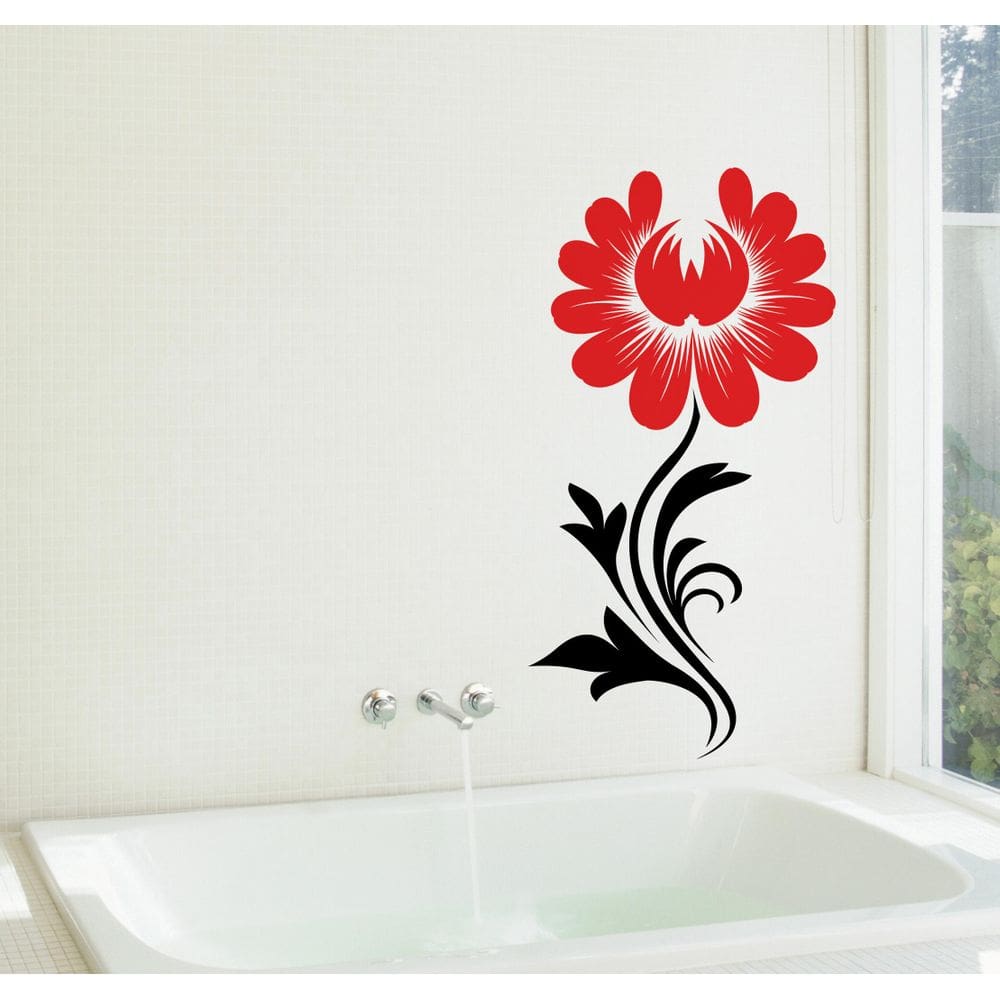 Adesivo Decorativo De Parede Floral Planta Em 2 Cores Sala