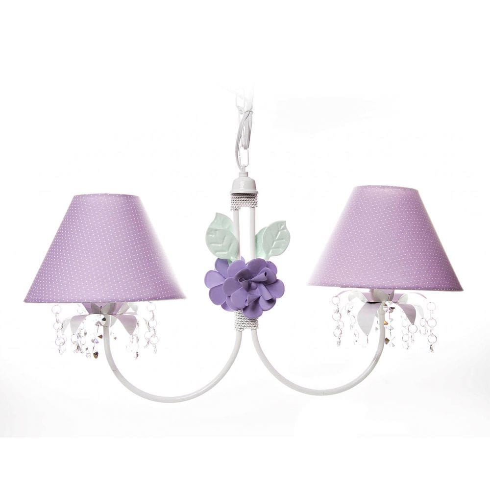 Lustre 2L Primavera Cristais 2 Flores G Lilás Bebê Infantil