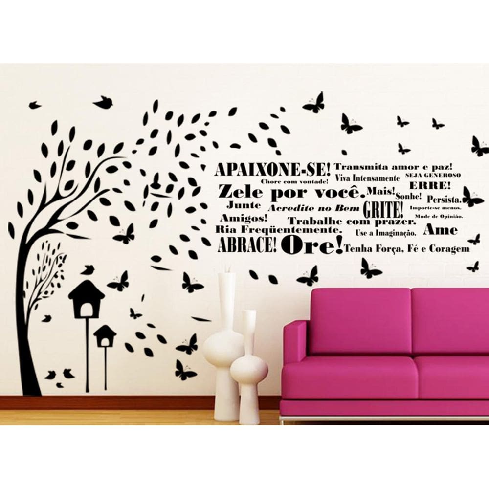 Adesivo Decorativo De Parede Arvore E Frase Motivacional