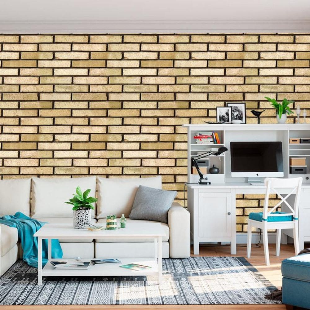 Papel Parede Pedra Tijolinho Churrasqueira Adesivo Lavavel