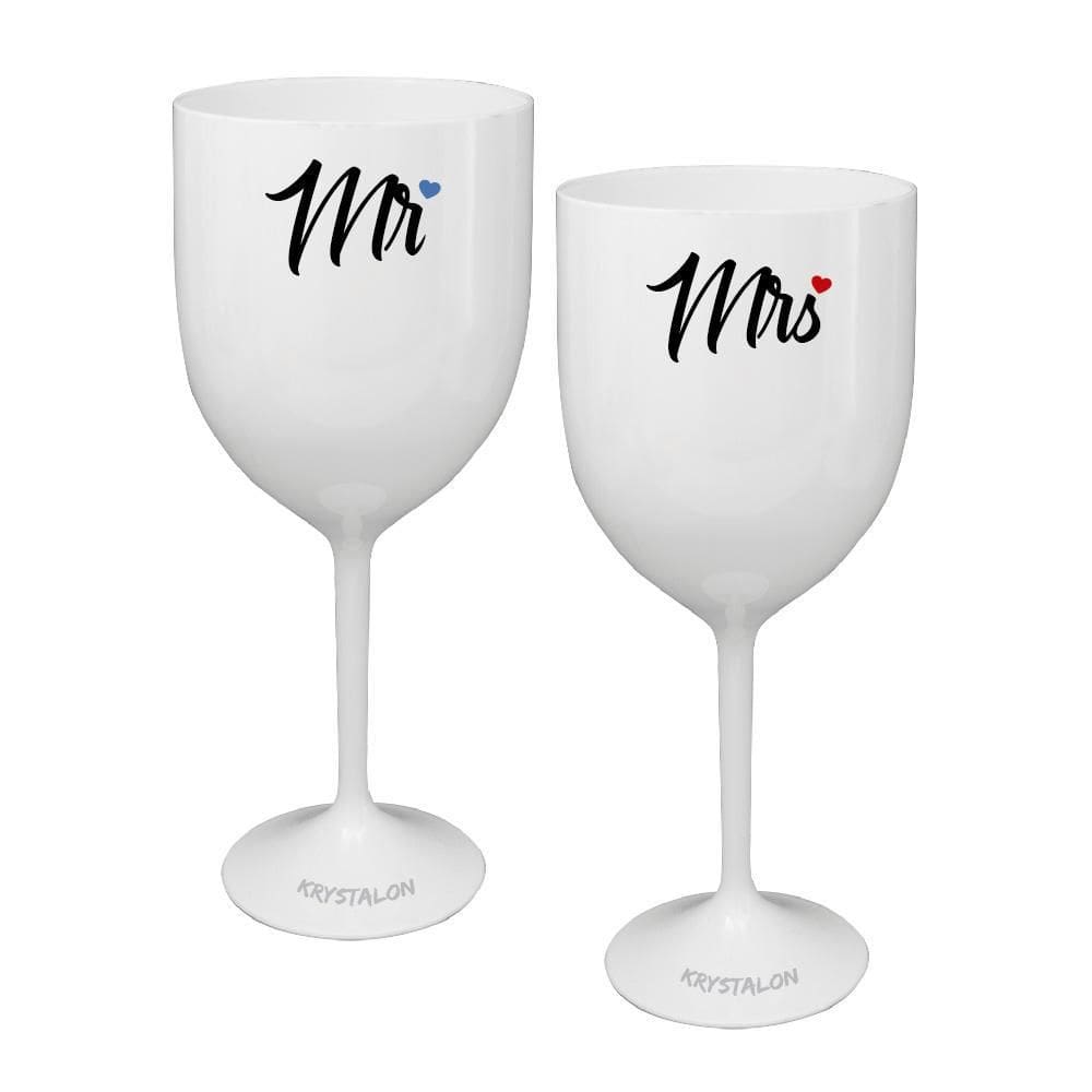 Kit 2 Taças Vinho Mr&Mrs Acrílico - Para Dia Dos Namorados