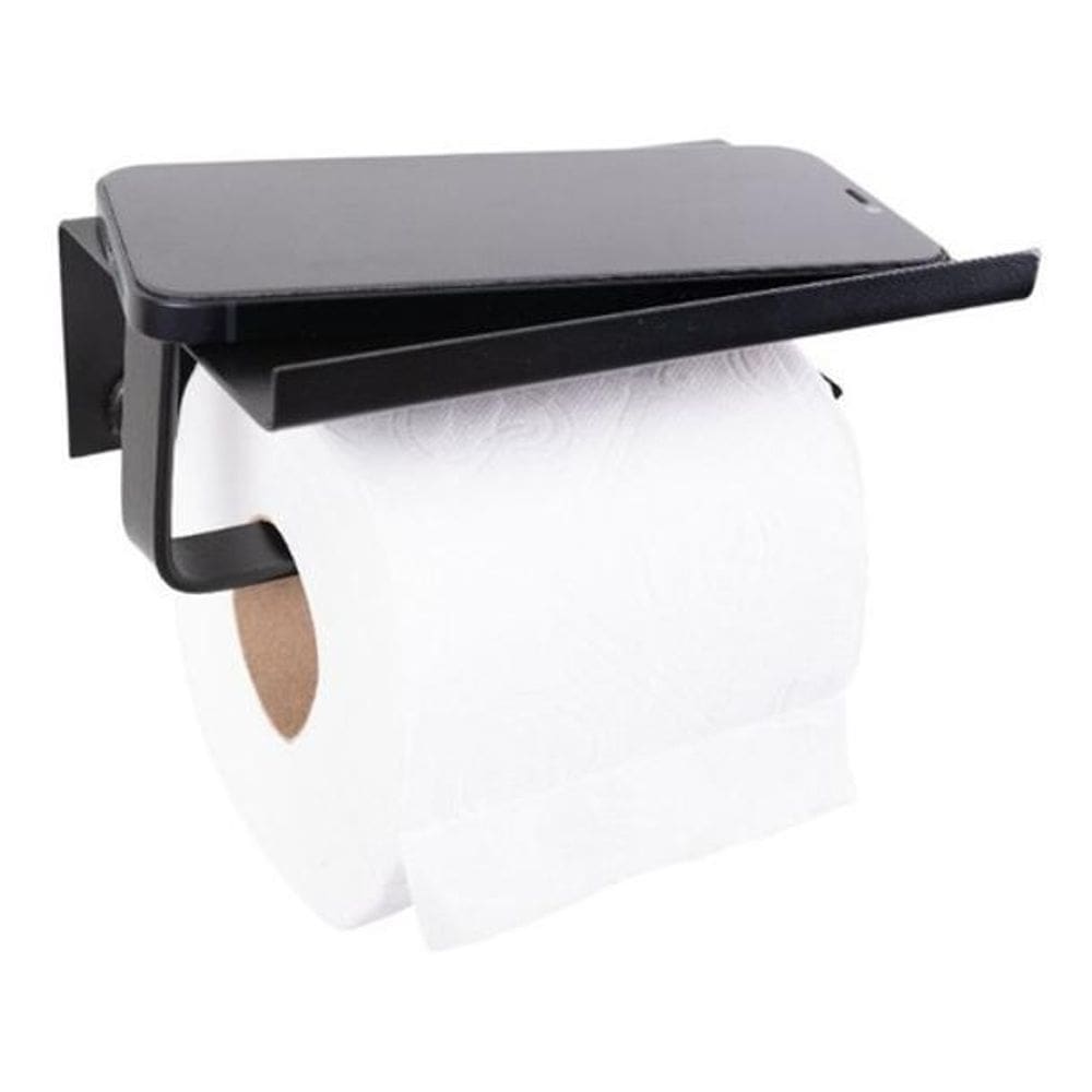 Porta Papel Higiênico Parede Preto Fosco Dupla Fixação