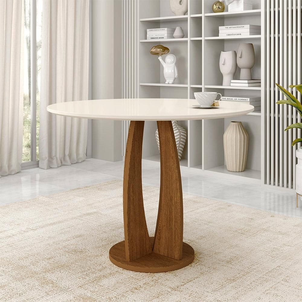 Mesa Redonda Tampo Chanfrado 1,00m Fontana Freijó/off - M.a