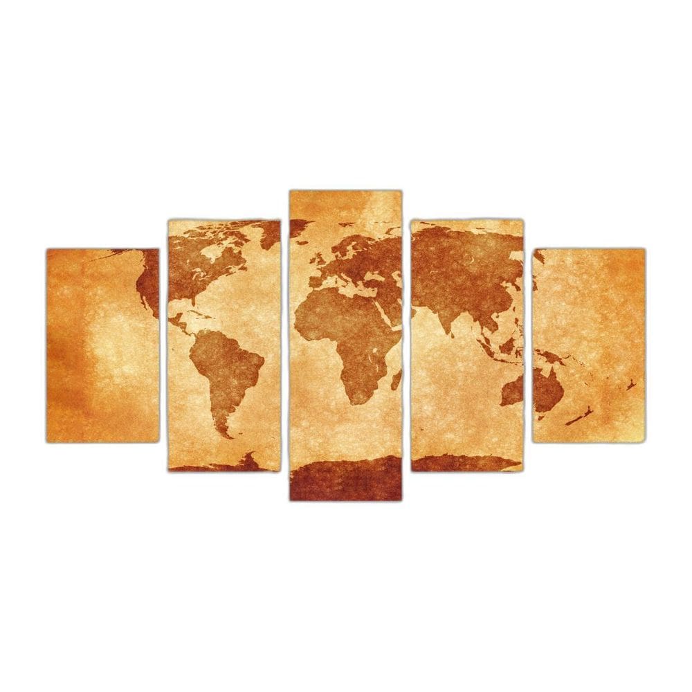 Quadro Mapa Tons Terrosos Mundi Decorativo Em Canvas 155X80