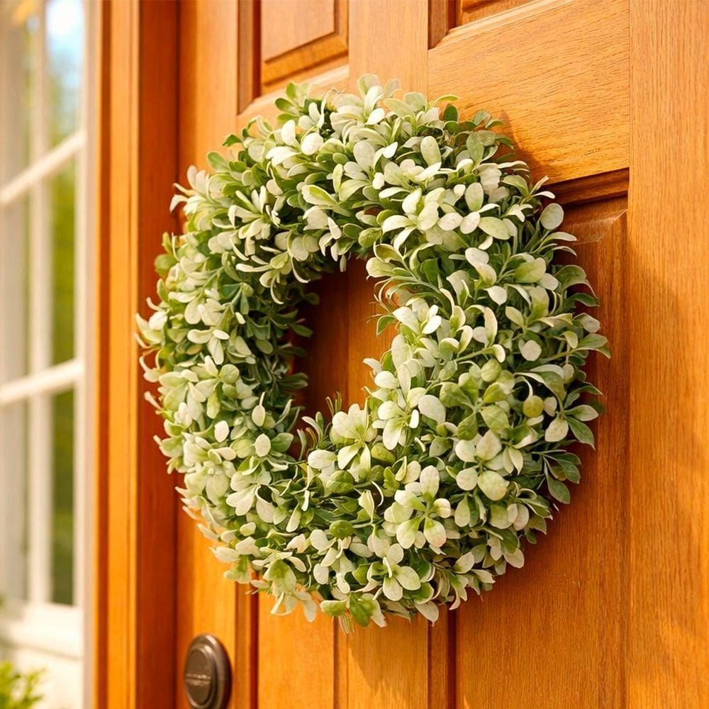 Guirlanda Coroa De Flores Artificial Enfeite Decorativo 25cm Branco