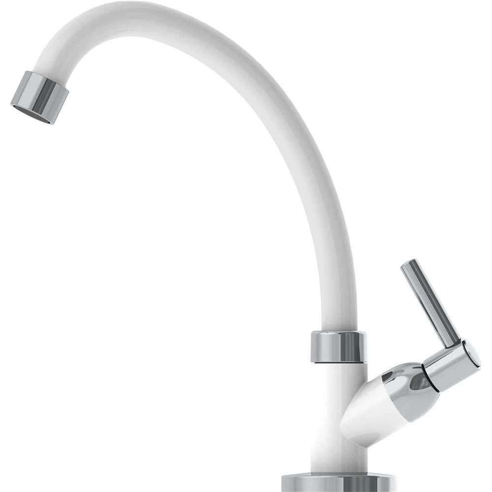 Torneira De Bancada Para Cozinha Em Abs, Branca E Cromado, 14069 Delta Ostenvonder