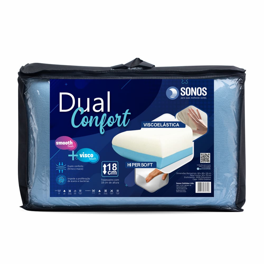 Travesseiro Sonos Dual Confort Alto 18cm de Altura