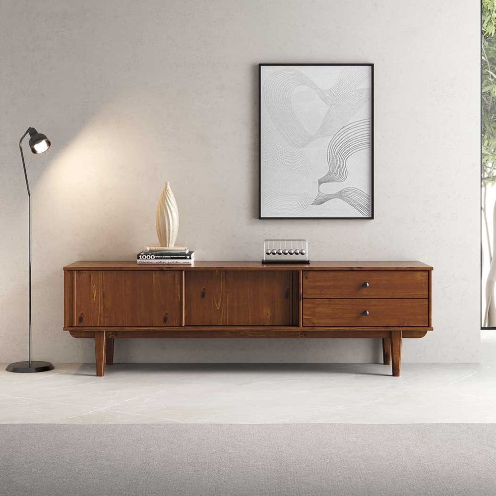 Rack Para Sala TV 75 Madeira 2 Gavetas Castanho 175 cm Simona