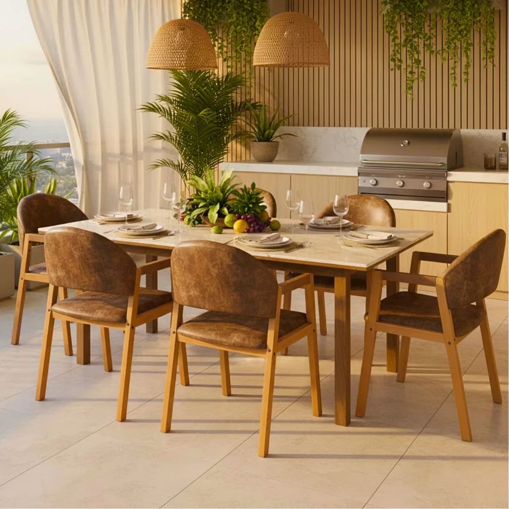 Kit 6 Cadeiras de Jantar Allegra Estofada Para Cozinha Luxo