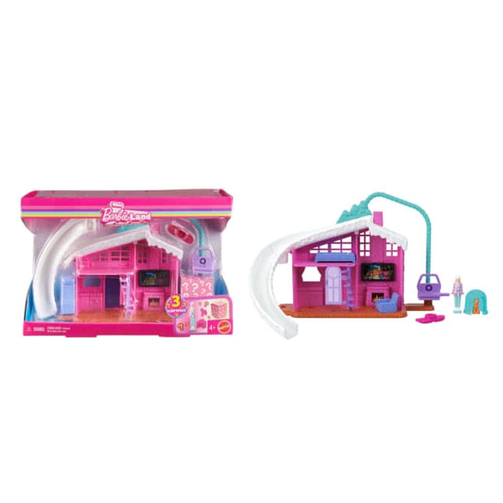 Casa de Boneca Mini BarbieLand Mattel com 3 Surpresas e 2 Acessorios Miniatura Barbie Branco Gelo MATTEL