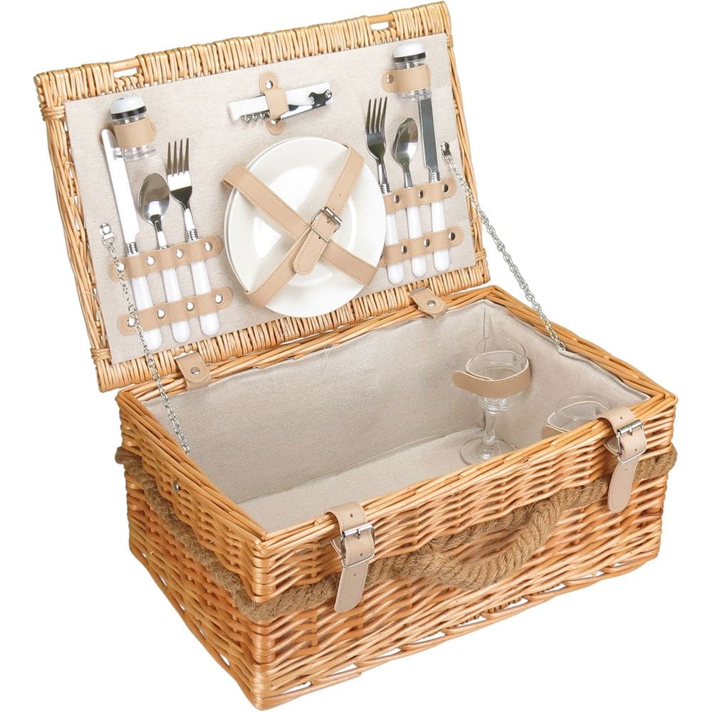 Kit 14 Peças Cesta Picnic Para 2 Pessoas Home&Co Fibra Natural