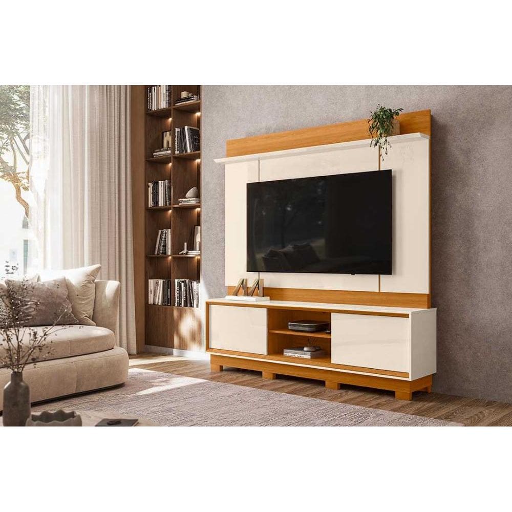 Rack com Painel Siena para TV de até 75 polegadas (Com Pés) - Cinamomo Off White - Madetec