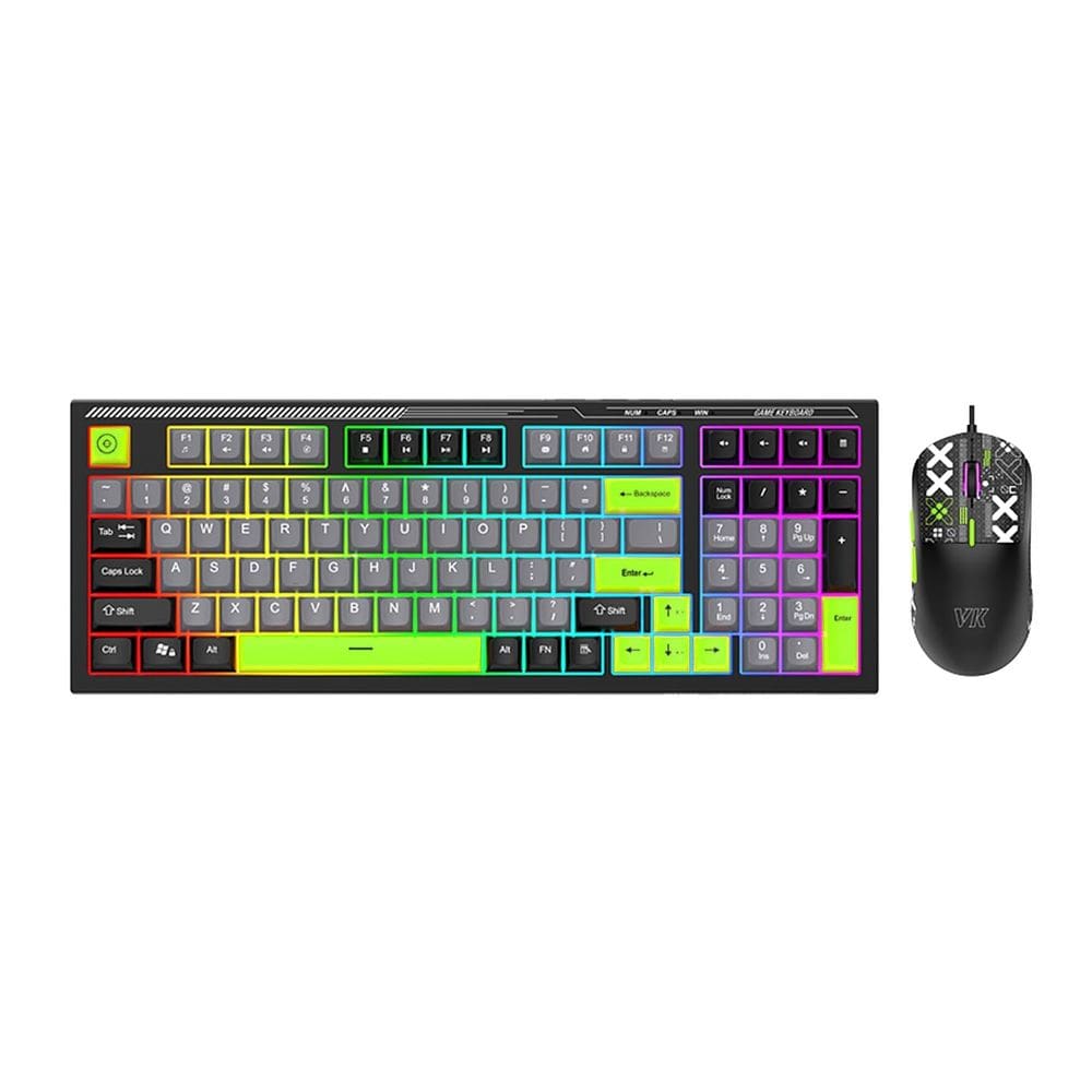 Combinação de teclado e mouse para jogos SaharaCase 98 teclas RGB preto/verde