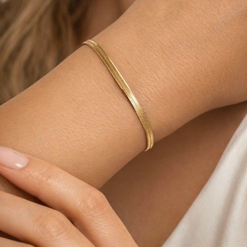 Pulseira Fita Laminada Dourada Feminina 2,5mm Aço Inox