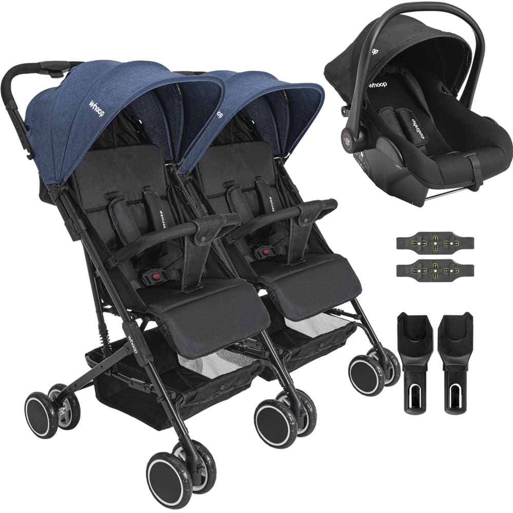 Carrinho Kiddo para Gemeos Bebe Conforto Colinho Mascote Marinho