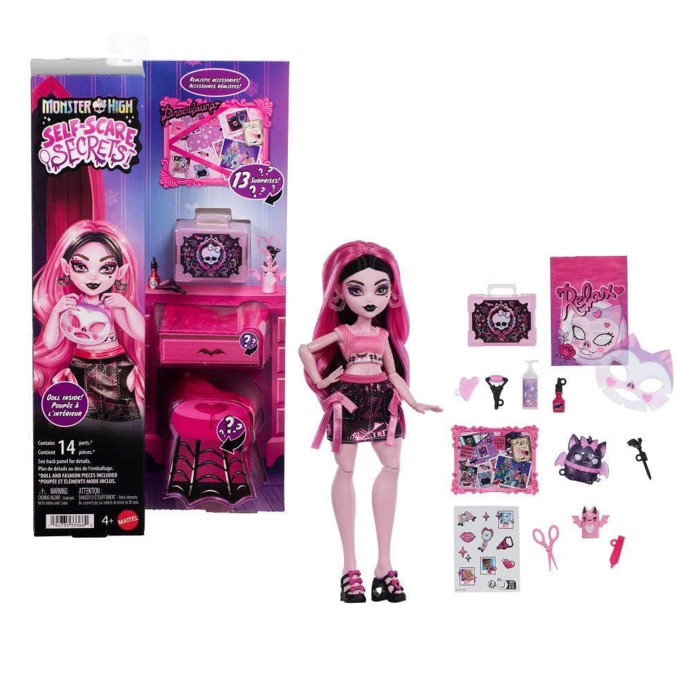 Boneca Monster High Draculaura Self-Scare Secrets com Acessórios