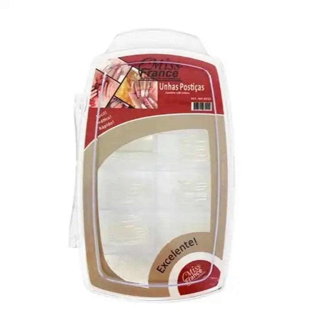 Unha Postiça Com 100 Unidades Transparente Miss France
