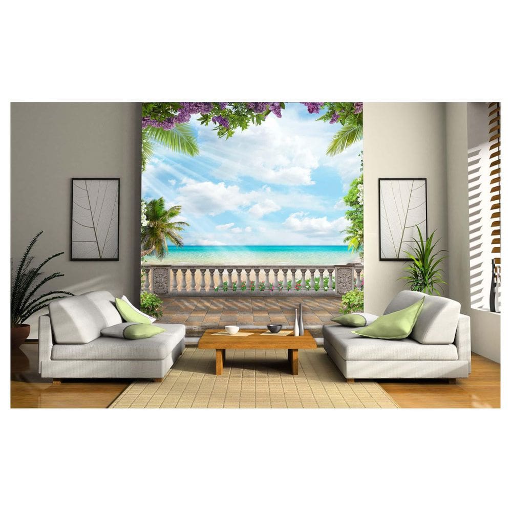 Papel De Parede Paisagem Digital Jardim Mar 3D Dav14