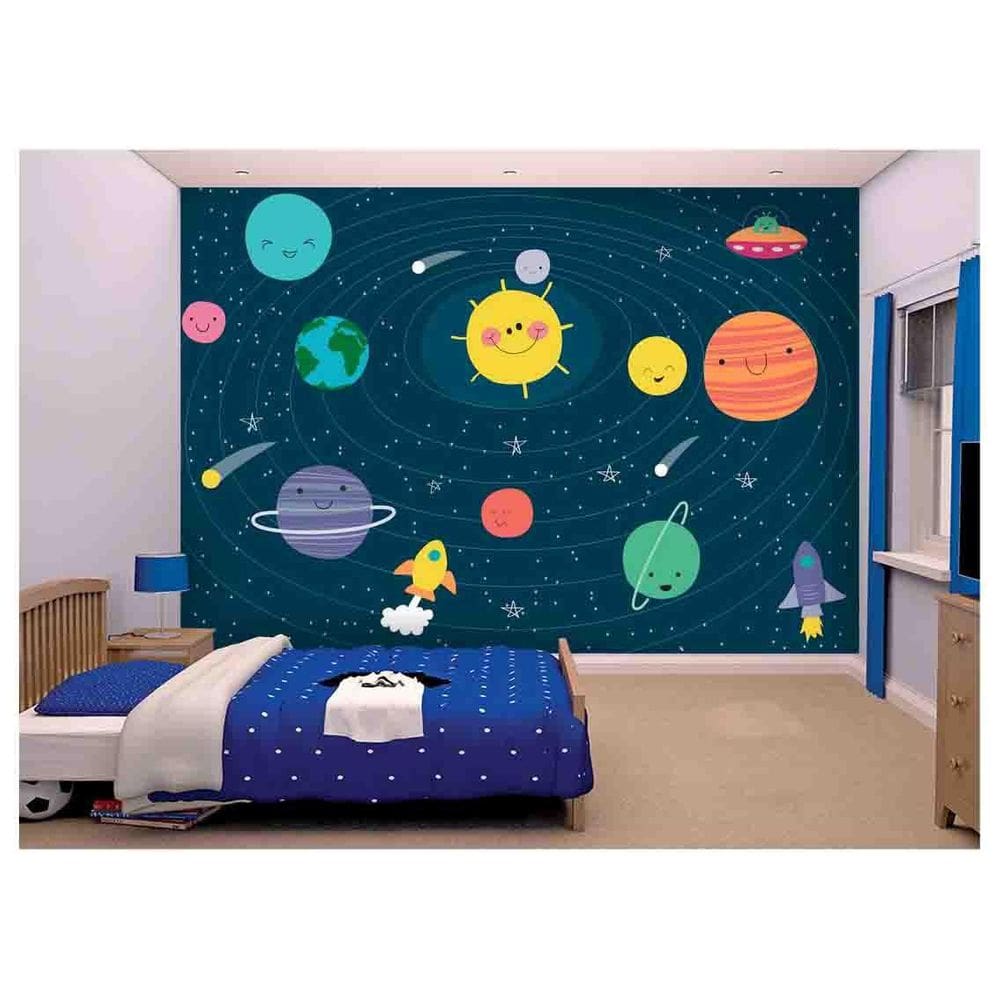 Papel De Parede Infantil Espaço Sistema Solar  Azs123