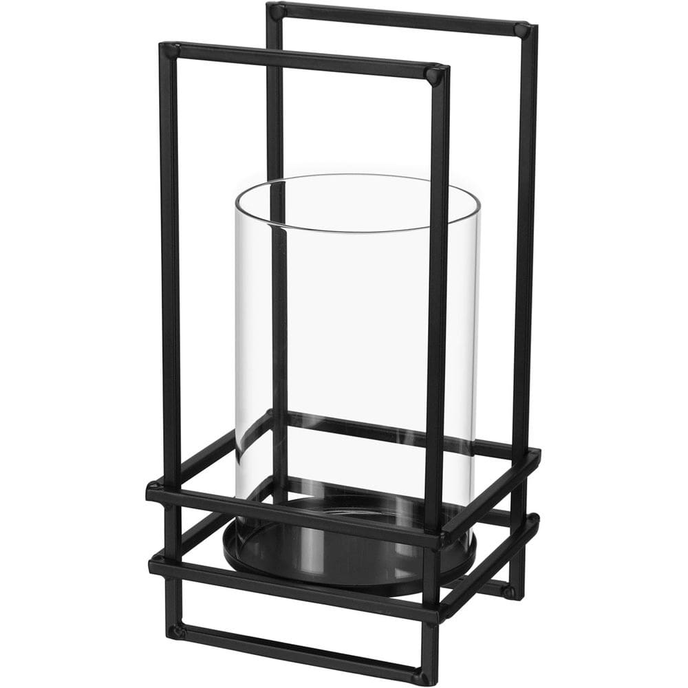 CASTIÇAL DECORATIVO PORTA VELA HOME&CO METAL 25x13x11cm PRETO