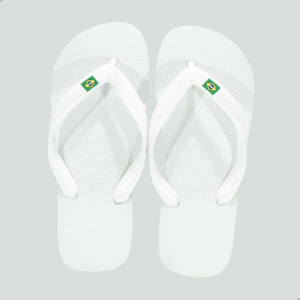 Chinelo Havaianas Logo Brasil Branco