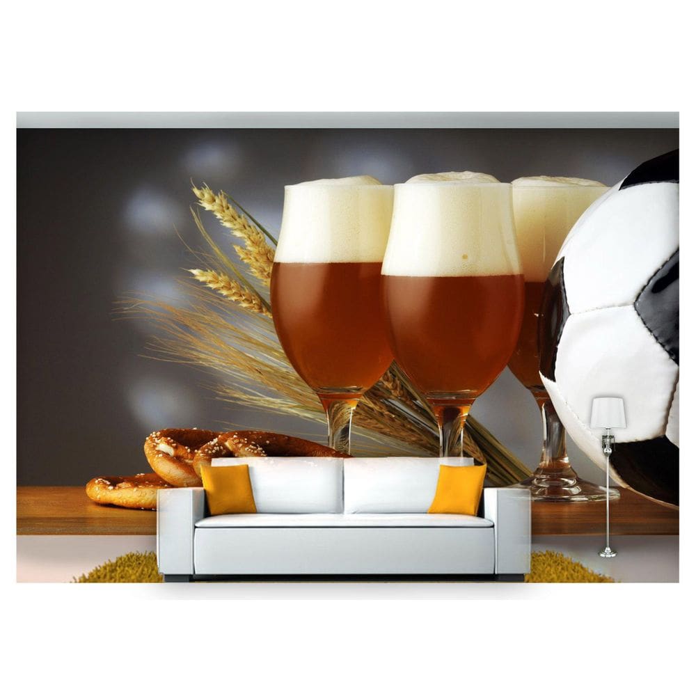 Papel De Parede Cerveja Pretzel Futebol Bola 3D Al61