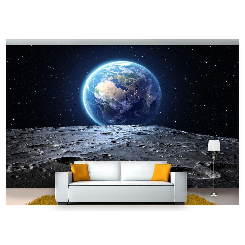 Papel De Parede Lua Noite Terra Estrelas 3D Lua25