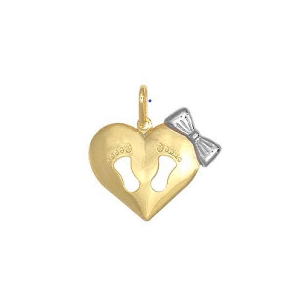 Pingente Coração Com Pezinho Vazado E Lacinho Com Ródio