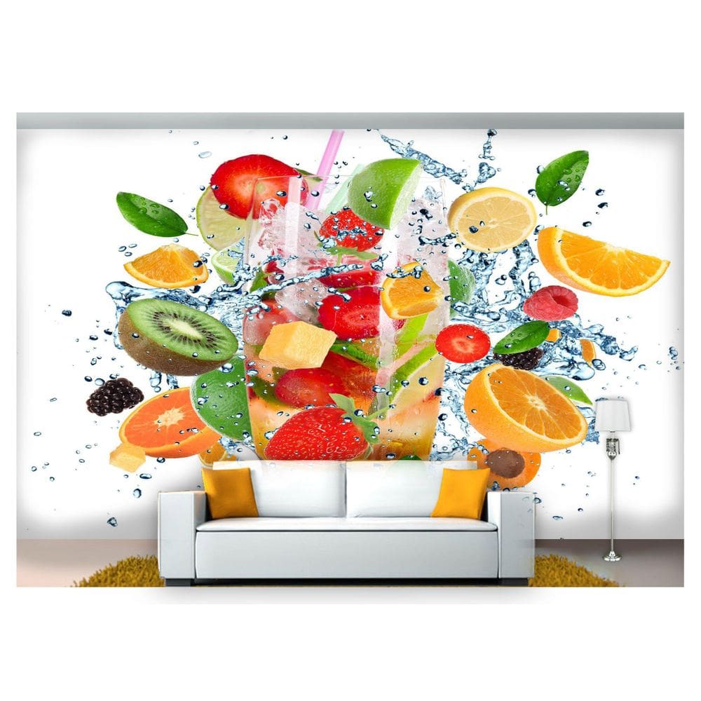 Papel De Parede Suco Frutas Smoothies Polpa 3D Al206