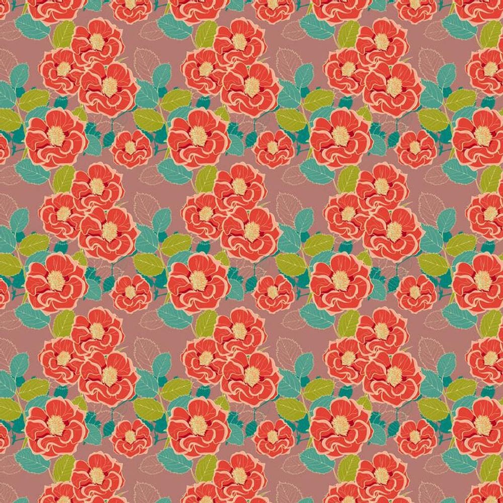 Papel Parede Floral Flores Vermelhas Autocolante Sala Quarto