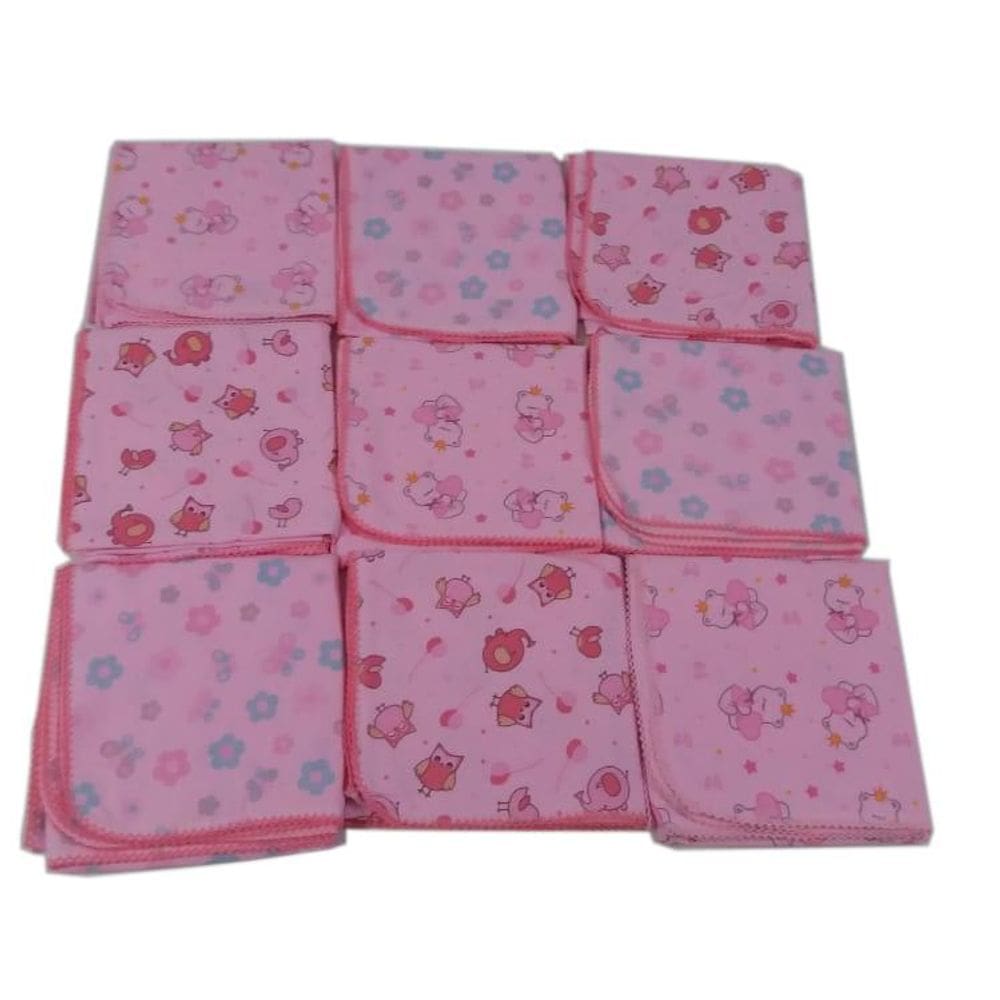 Kit Enxoval De Bebe 4 Cueiros e 17 Fraldas com croche Menina