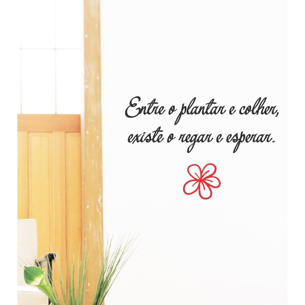 Adesivo De Parede Sala Frase Entre O Plantar E Colher