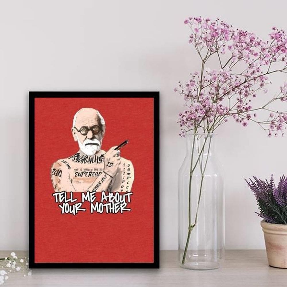Quadro Freud Tell Me About Your Mother 45X34Cm Vidro Preta