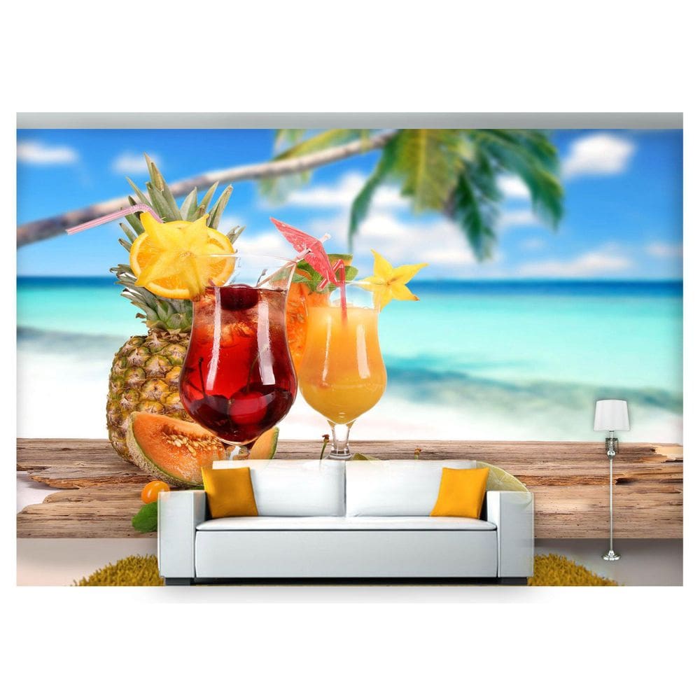 Papel De Parede Drinks Bebidas Praia Verão 3D Al115