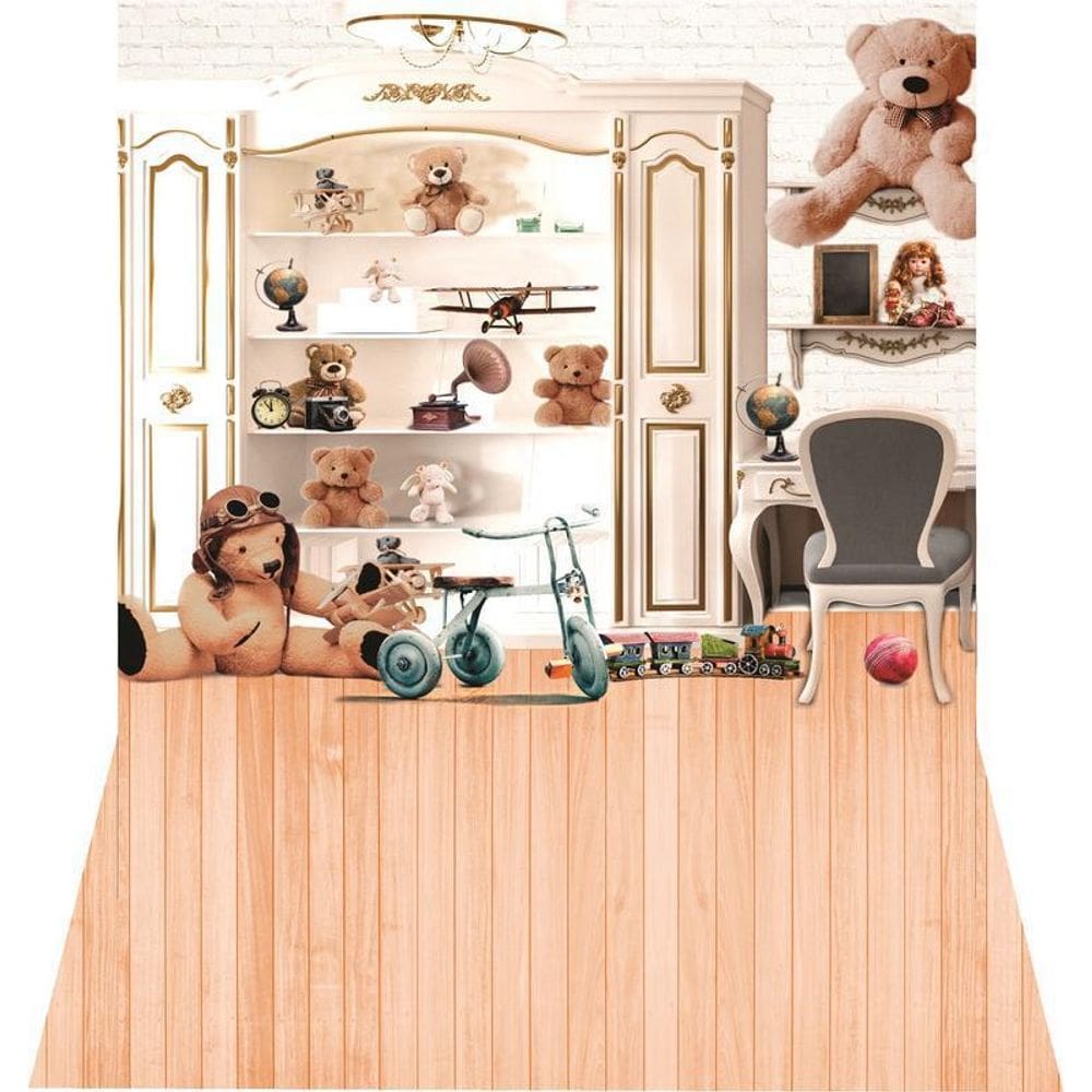 Fundo Fotográfico Newborn Tecido Ursinhos Pelúcia 1,50X2,20