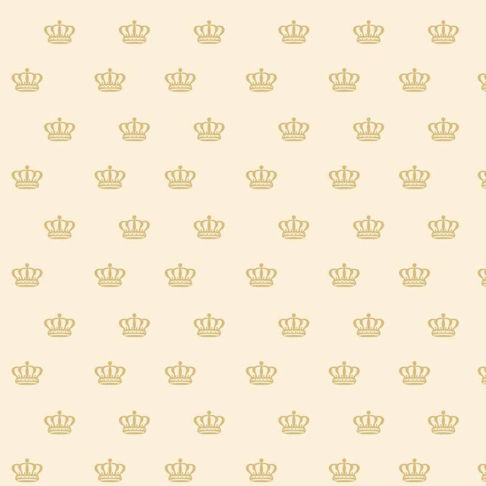 Papel De Parede Com Coroas Douradas Bebê Infantil Adesivo
