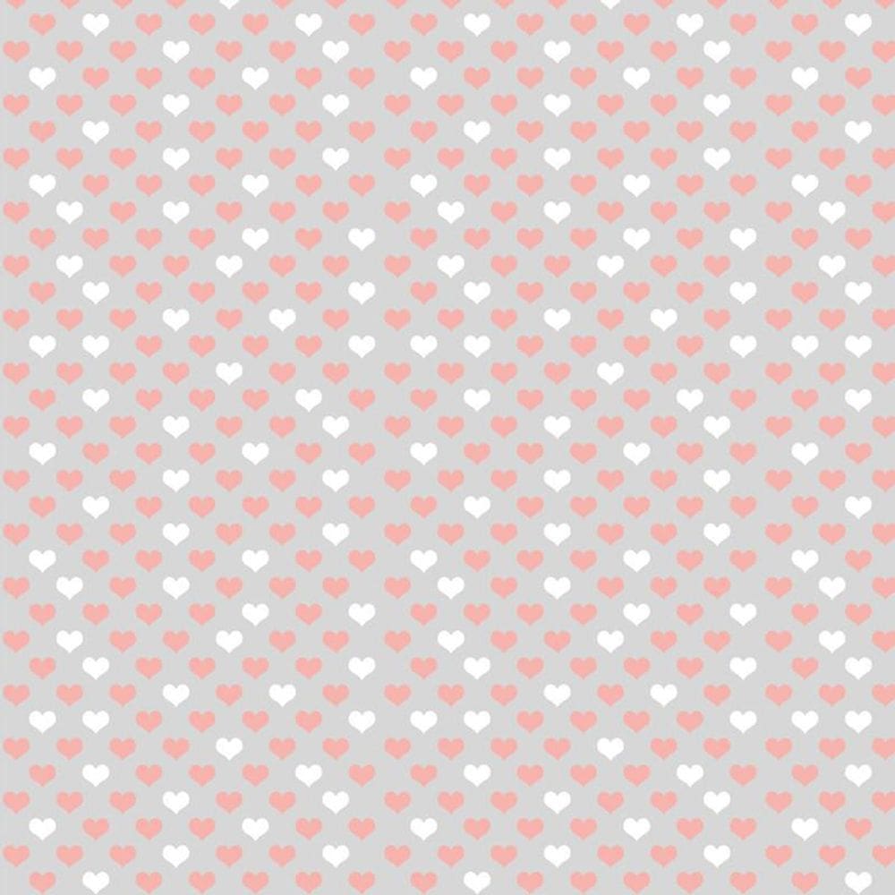 Papel De Parede Cinza E Corações Branco E Cinza Autocolante