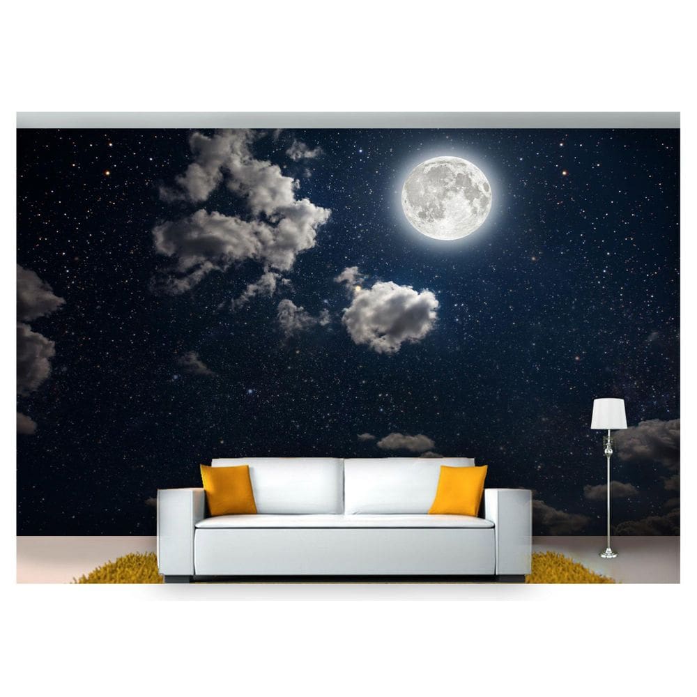 Papel de Parede 3D Lua Noite Nuvens 2,5x3,0m - Você Decora