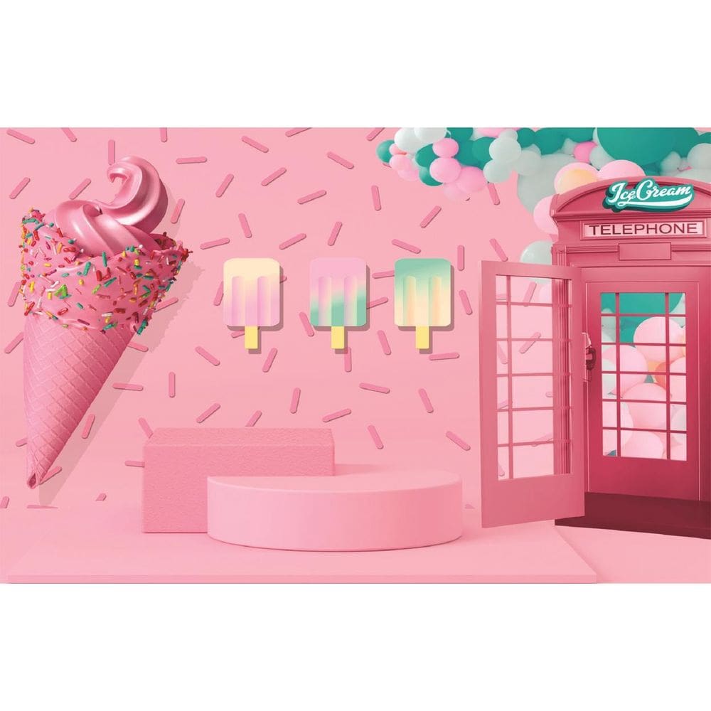 Fundo Fotográfico Em Tecido Sorvete 2,20X1,50