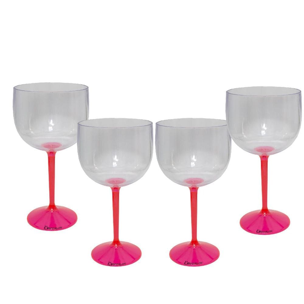 Kit 4 Taças Gin Haste Rosa Acrílico
