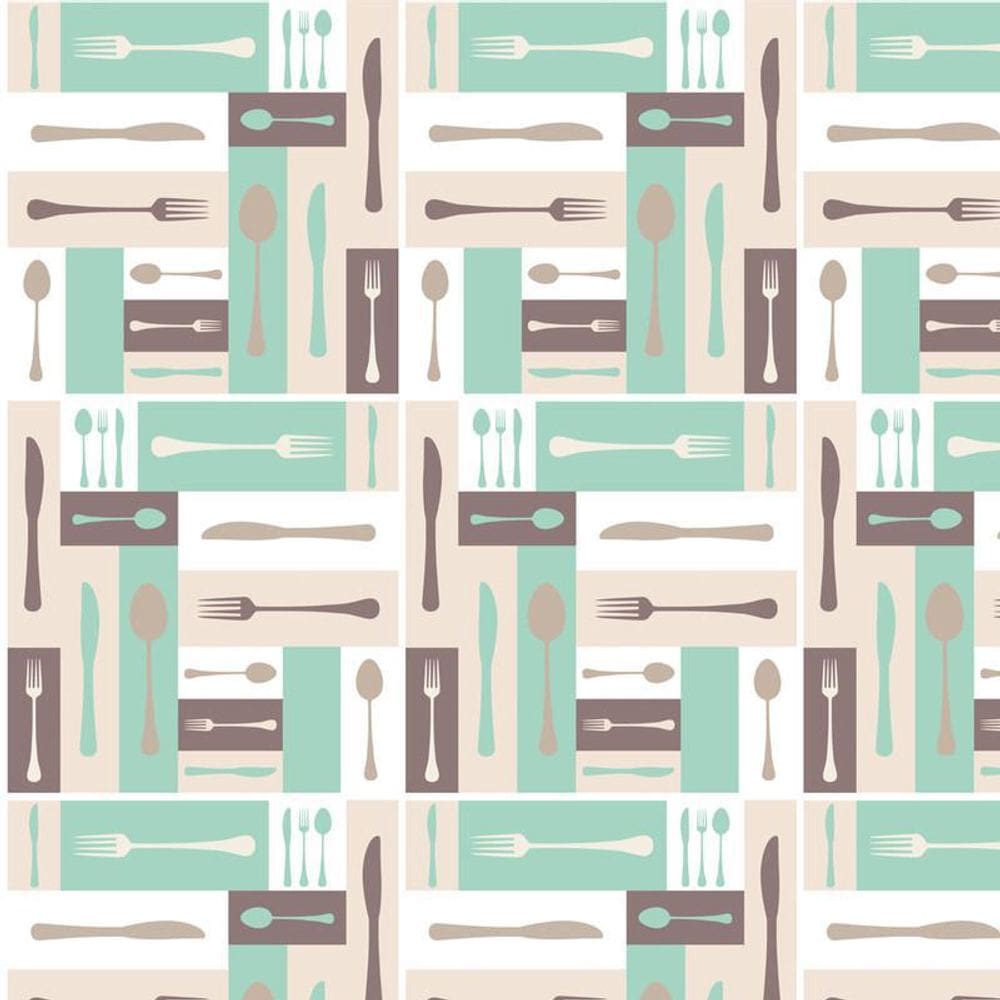 Papel Parede Talheres Coloridos Autocolante Cozinha Lavável