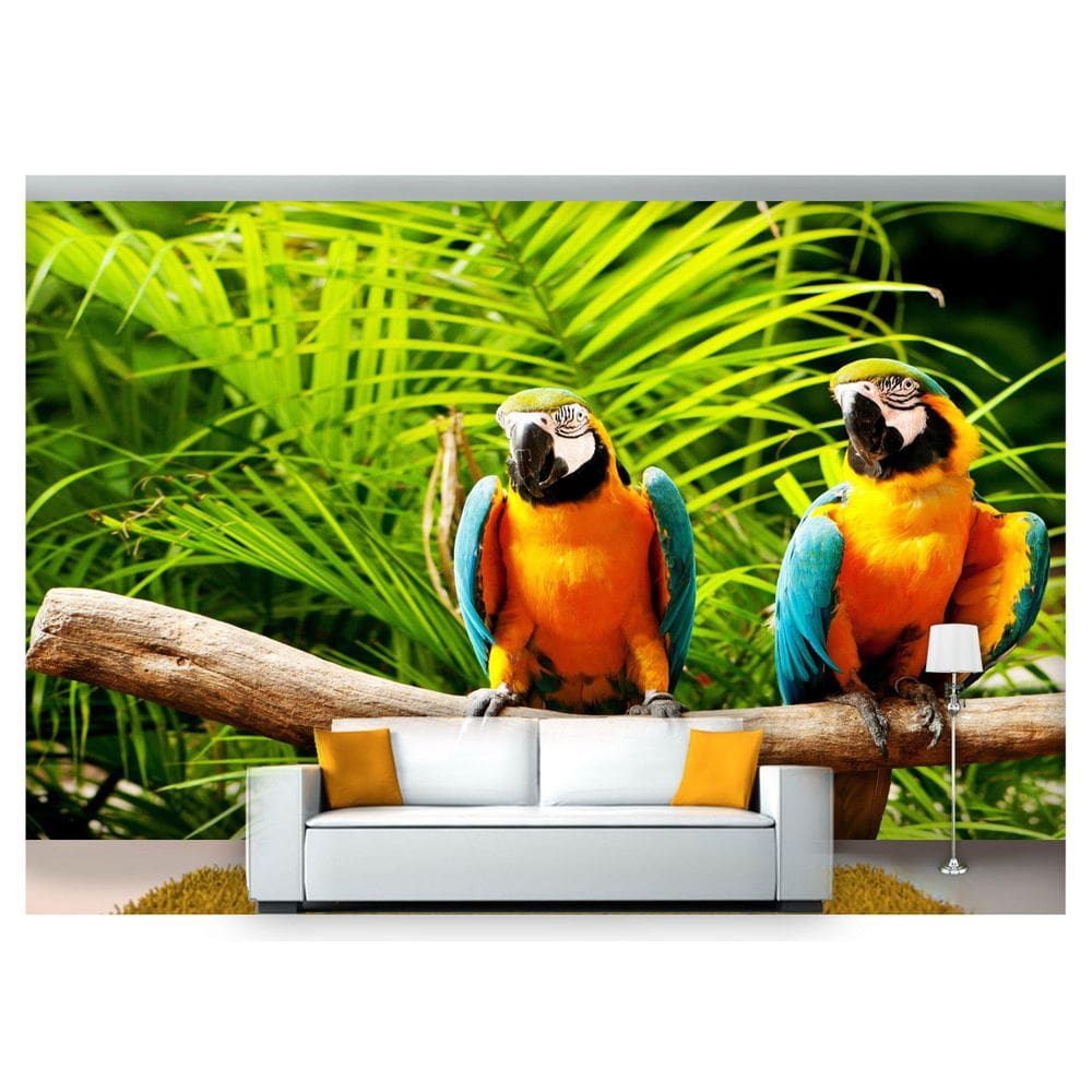 Papel De Parede Animais Casal De Pássaros 3D Anm197