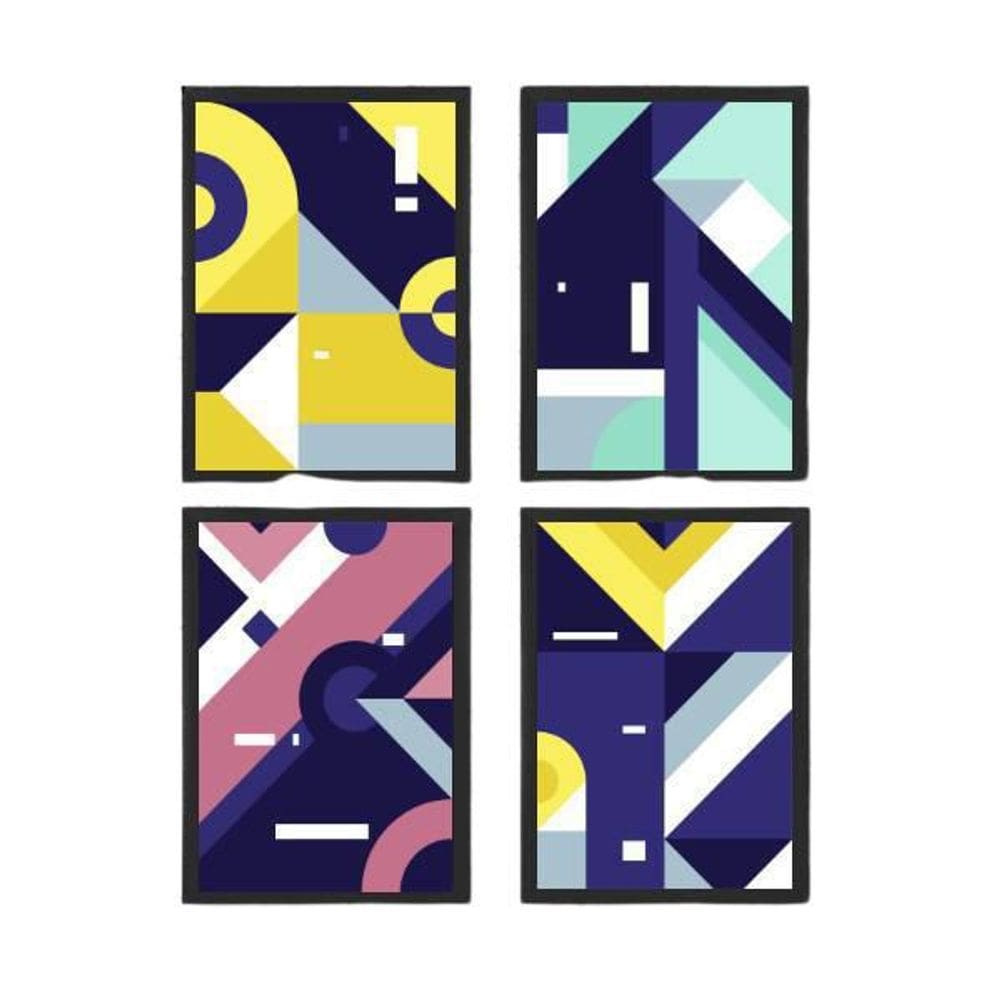 Kit 4 Quadros Geométricos Harmonia 34X23Cm