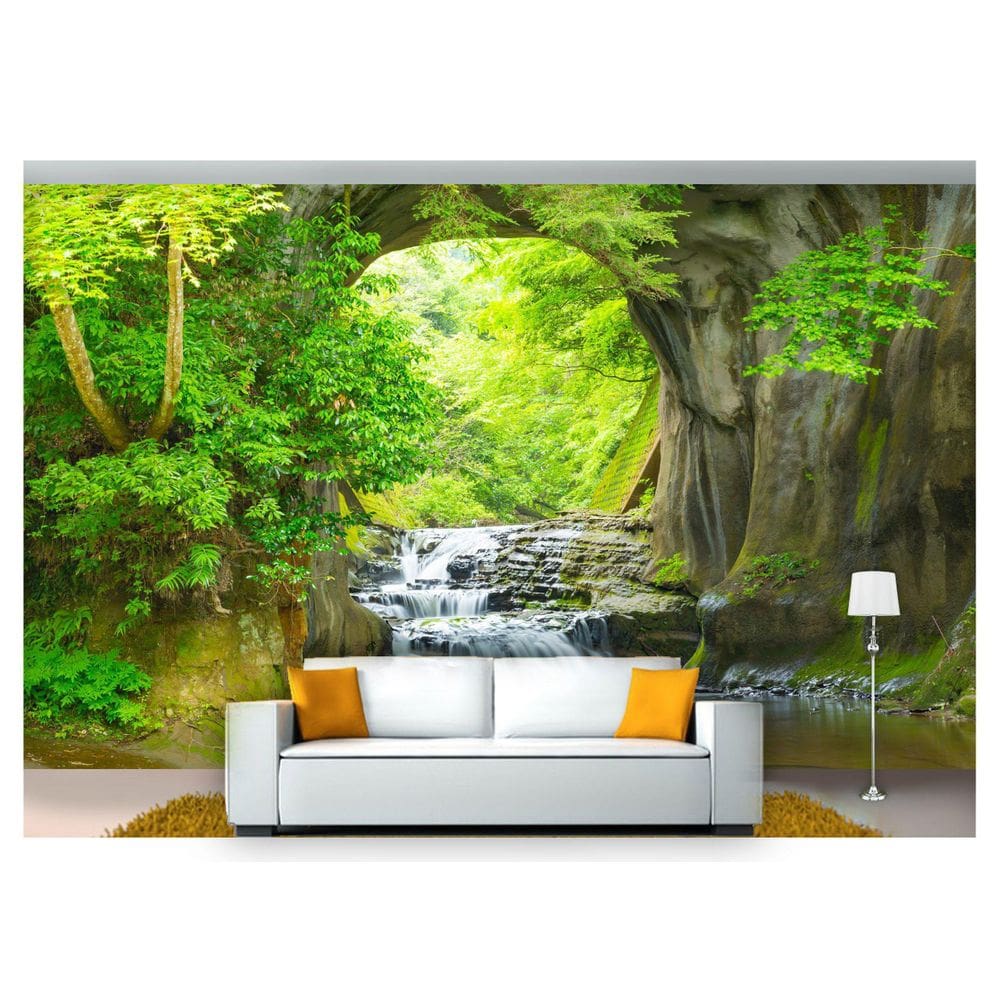 Papel De Parede Cachoeira Natureza Mata 3D Nch181