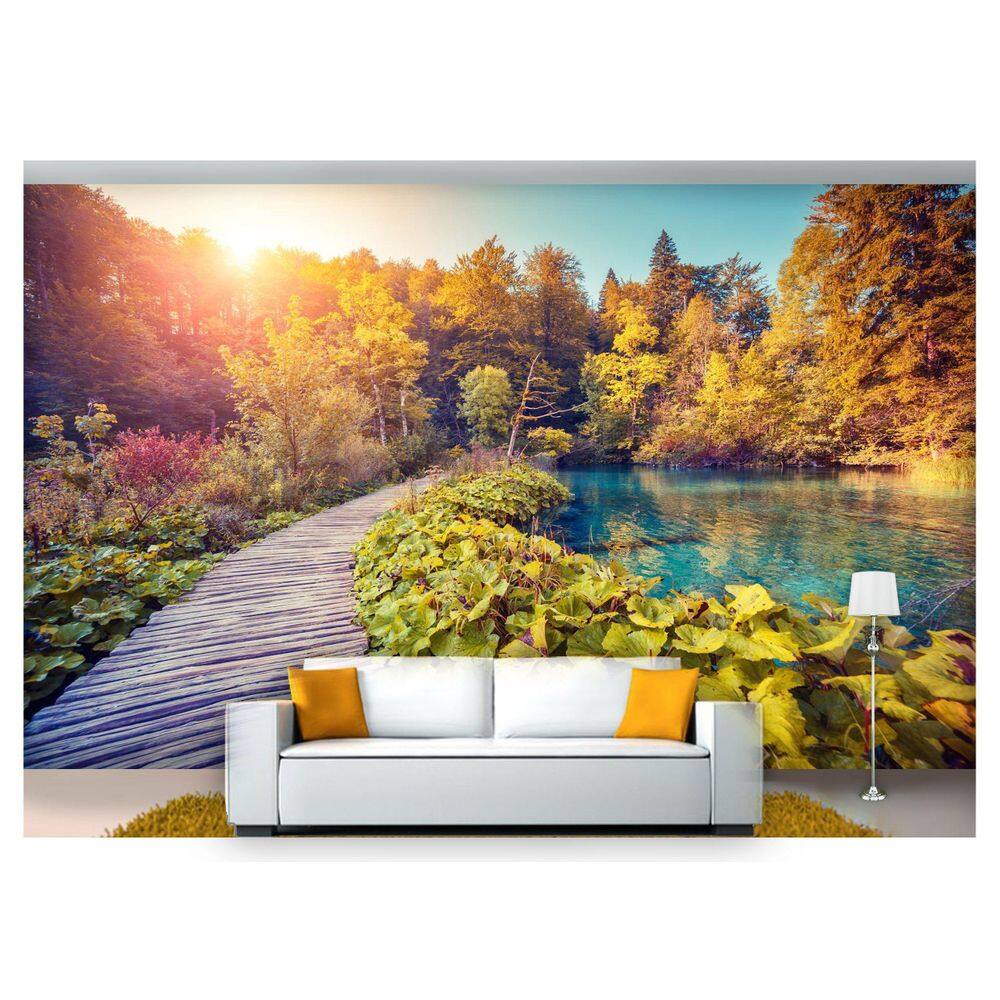 Papel De Parede Cachoeira Natureza Ponte 3D Nch155