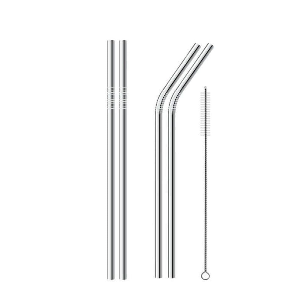 Canudo Aço Inox Reutilizável Kit Com 4 Curvo E Reto Limpador
