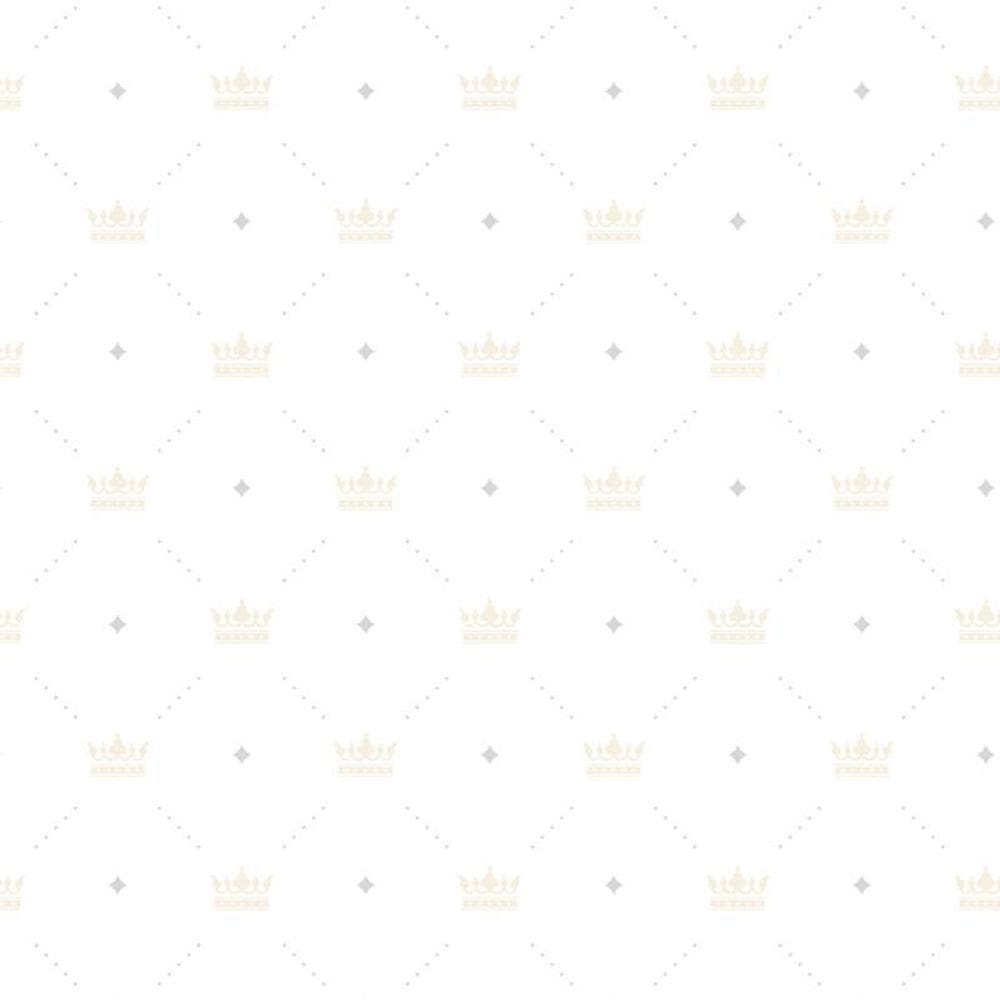 Papel De Parede Branco Coroa Bege Bebe Infantil Adesivo