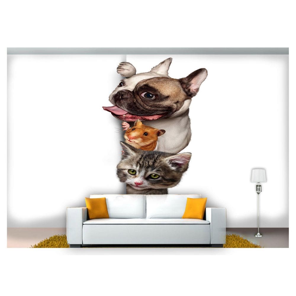 Papel De Parede Animais Cachorro Gato Pet 3D Anm162