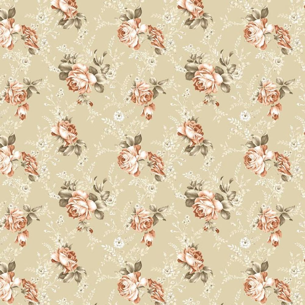 Papel De Parede Floral Flores Marrom Claro Autocolante Sala