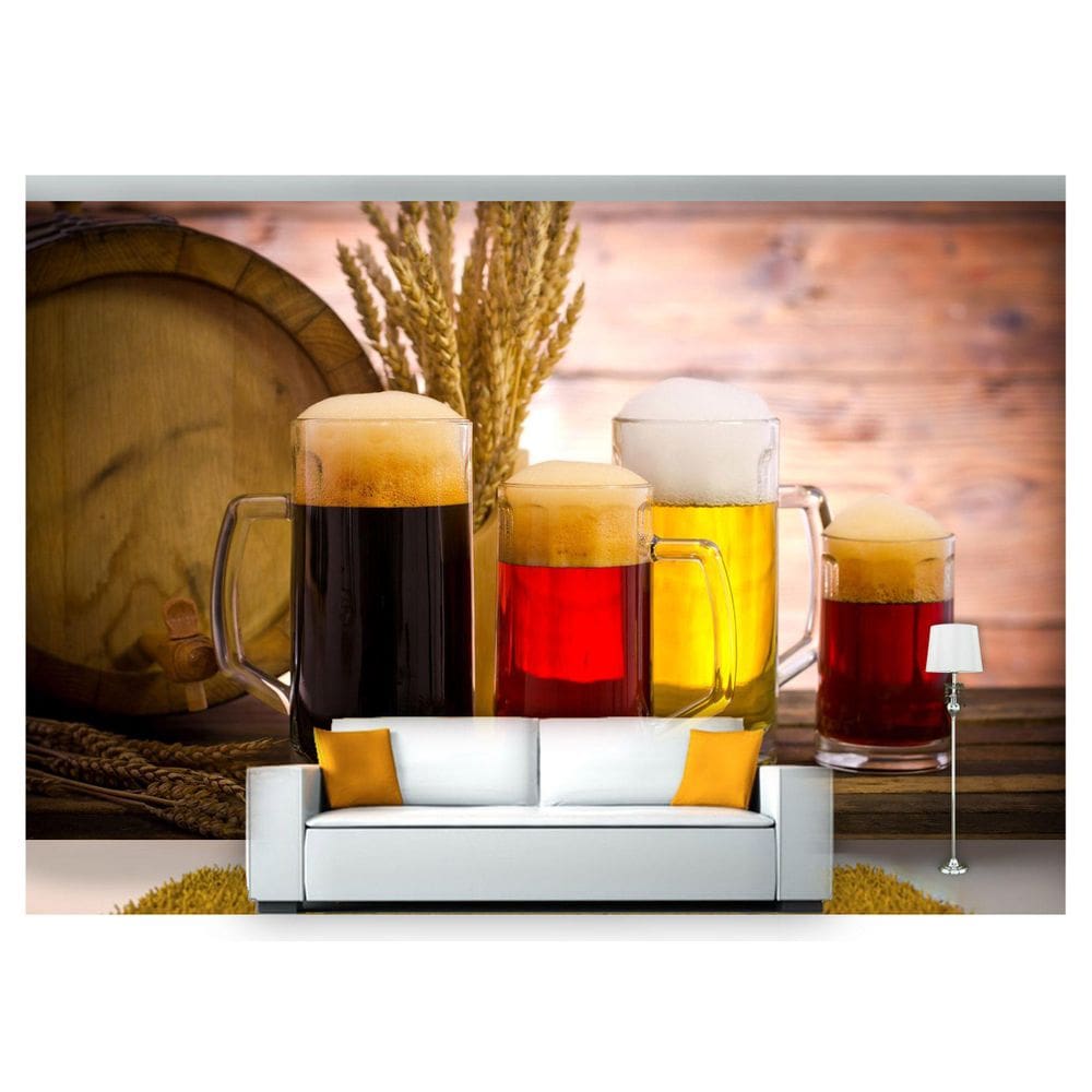 Papel De Parede Cerveja Bebida Barril Chopp 3D Al105